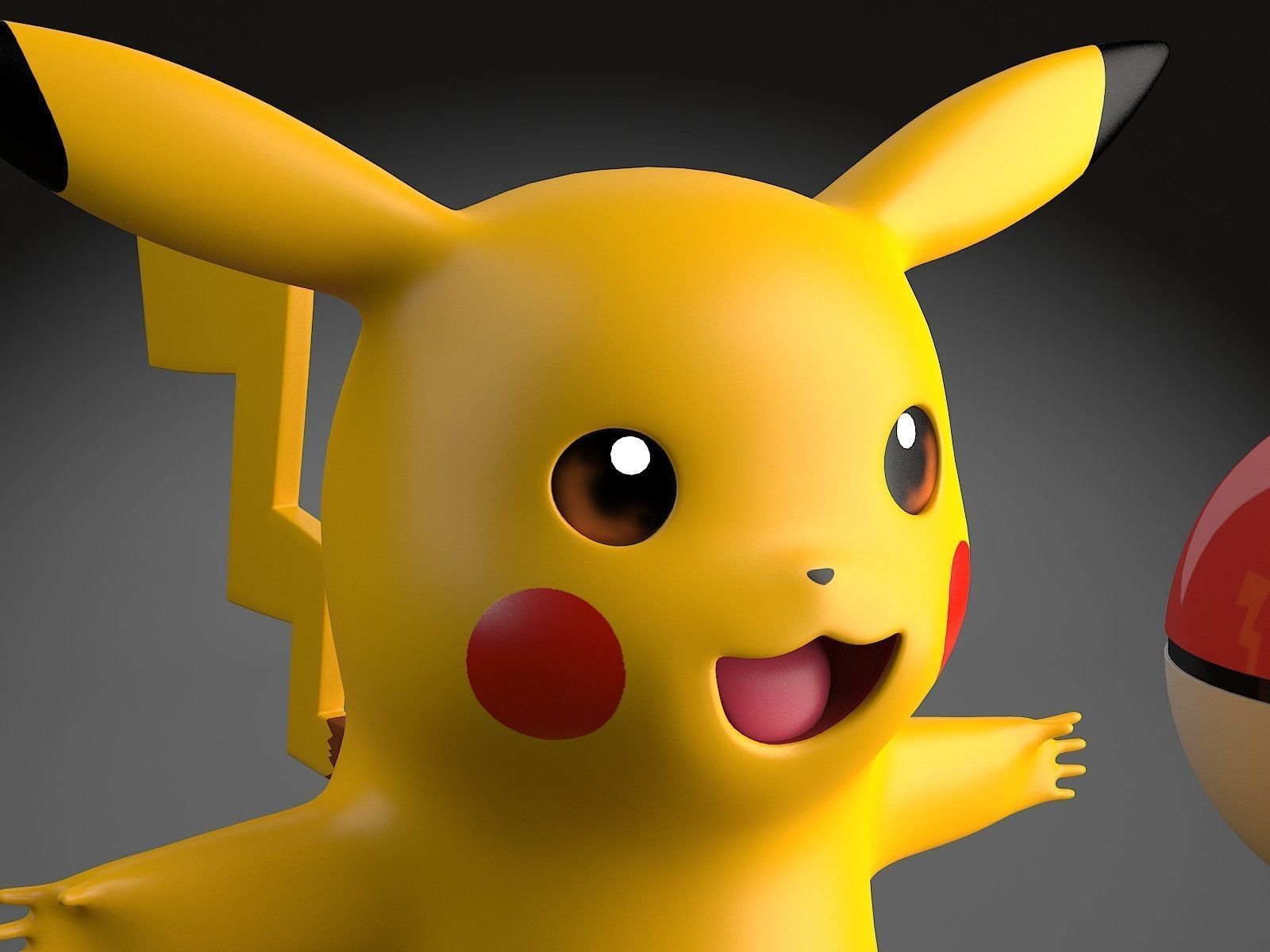 Pikachu Pokemon rigged Low-poly 3D model_5