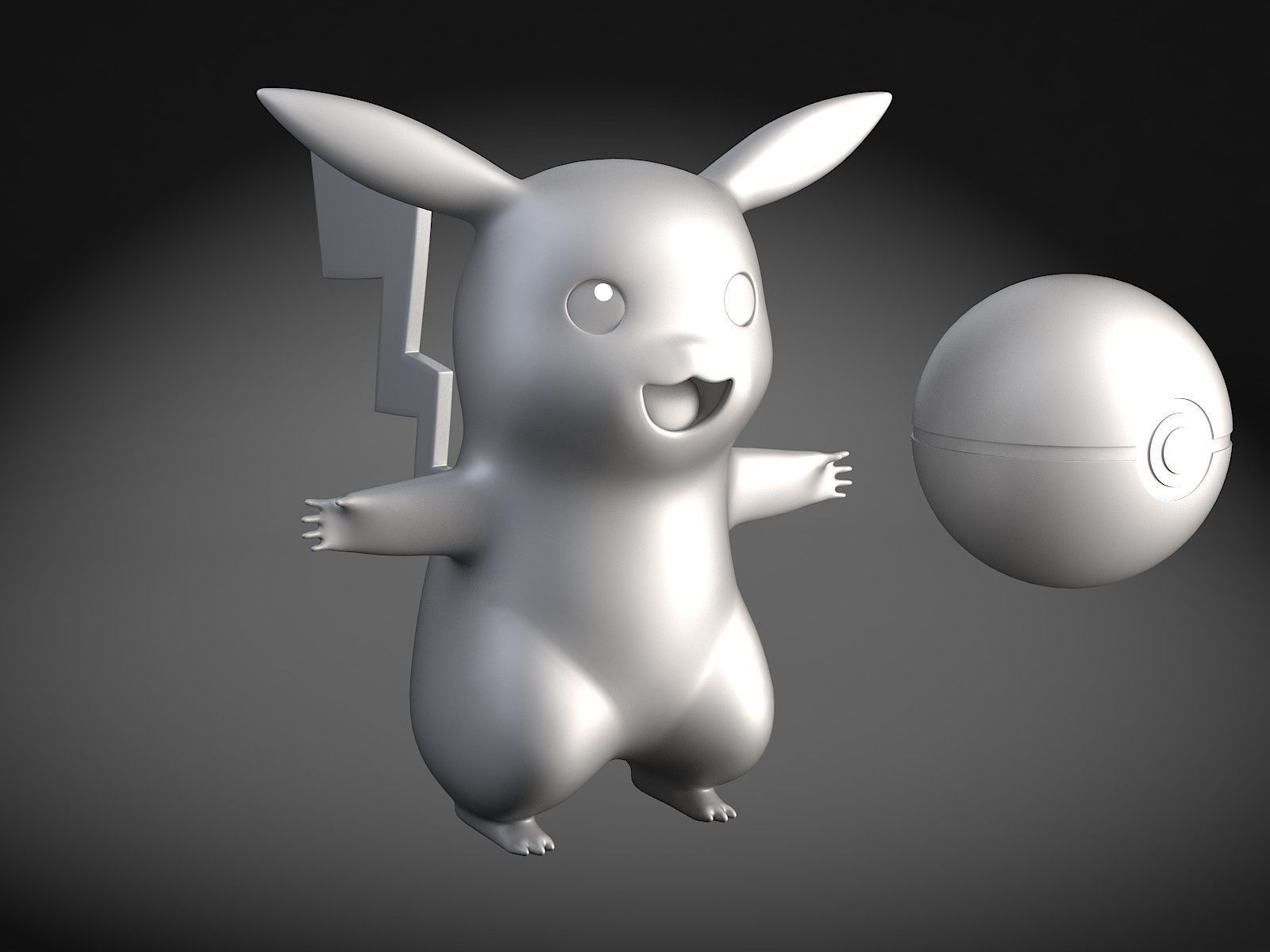 Pikachu Pokemon rigged Low-poly 3D model_9