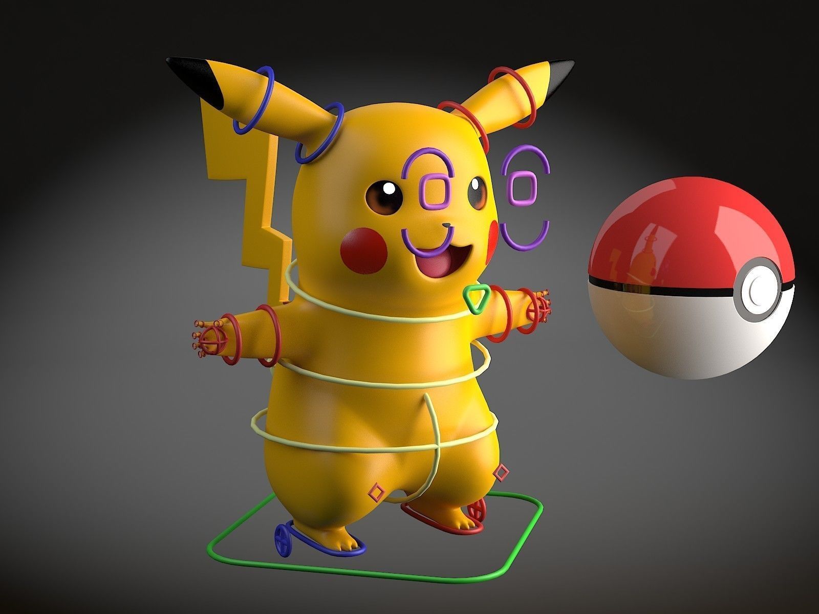 Pikachu Pokemon rigged Low-poly 3D model_8