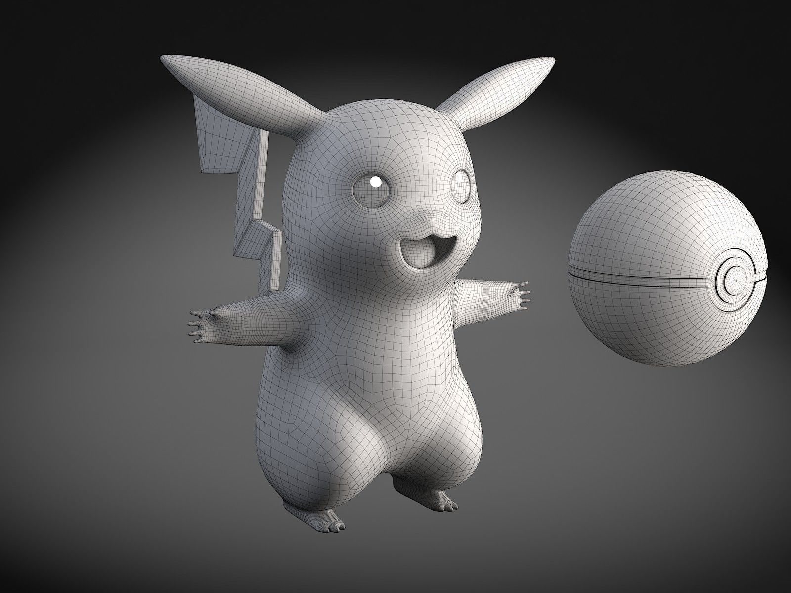 Pikachu Pokemon rigged Low-poly 3D model_15
