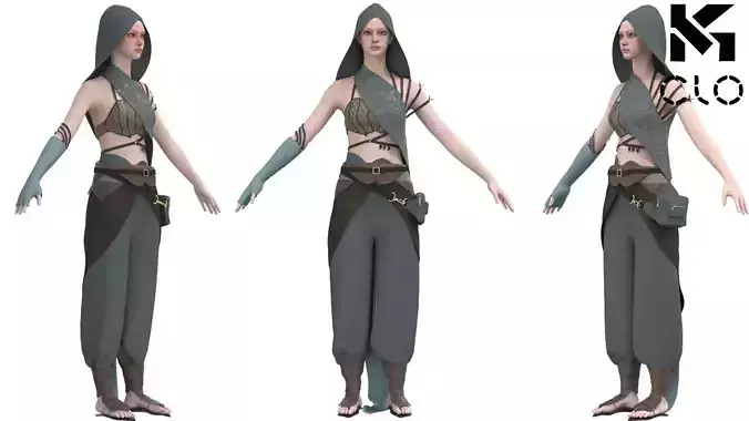 Fantasy Female Warrior Outfit  Clo3d Marvelous Designer