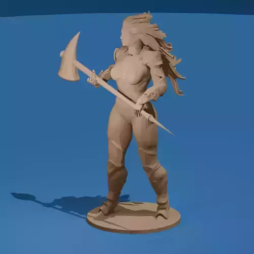 Crimson Fury Hammer-Wielding Warrior Woman