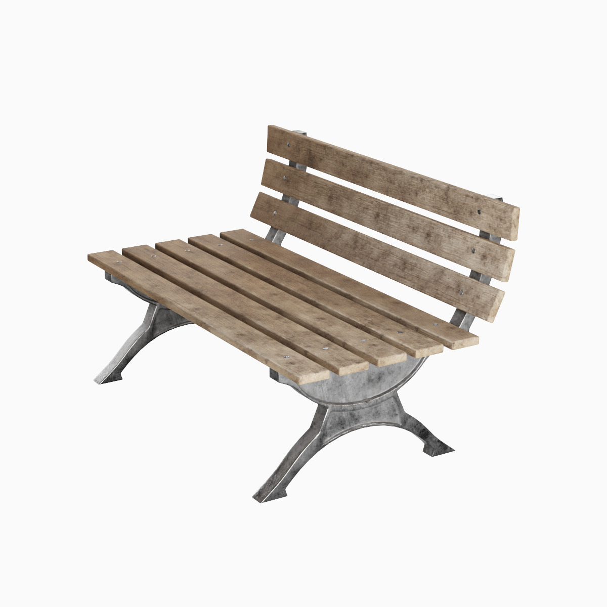 Stylized Outdoor Bench Set 3D model_6