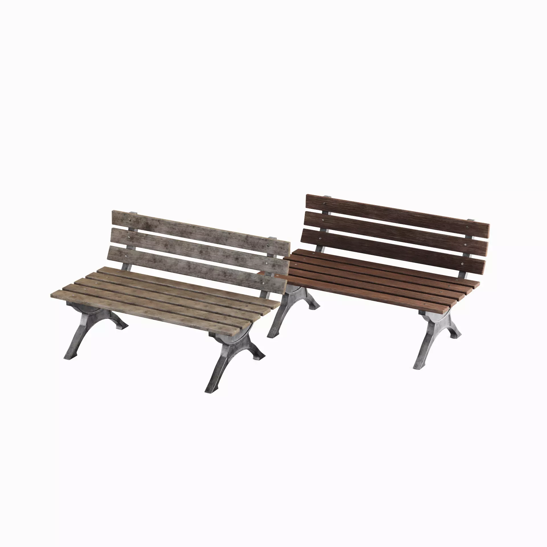 Stylized Outdoor Bench Set 3D model_0