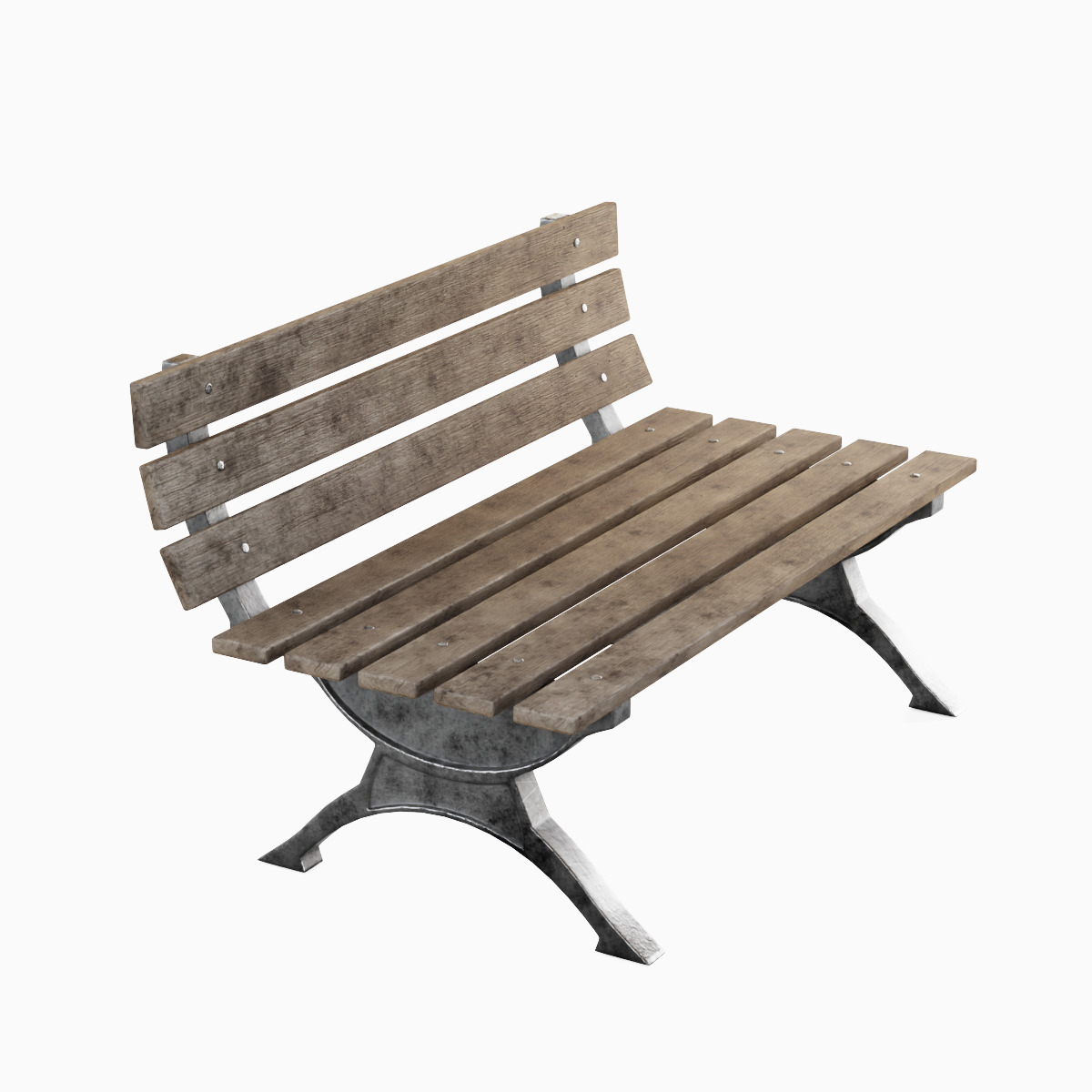 Stylized Outdoor Bench Set 3D model_5