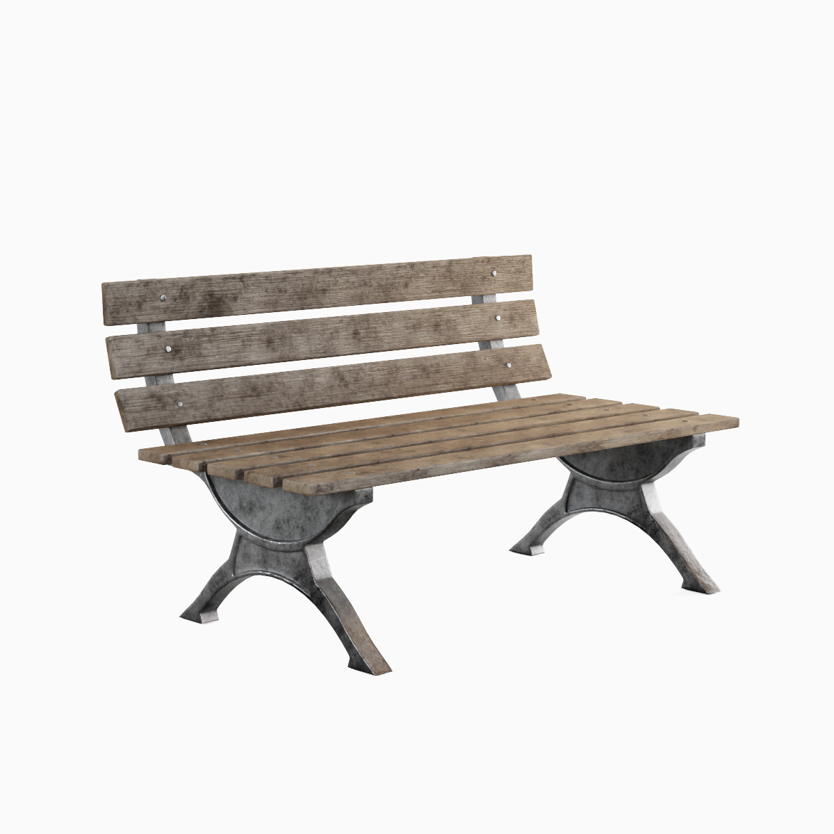 Stylized Outdoor Bench Set 3D model_2
