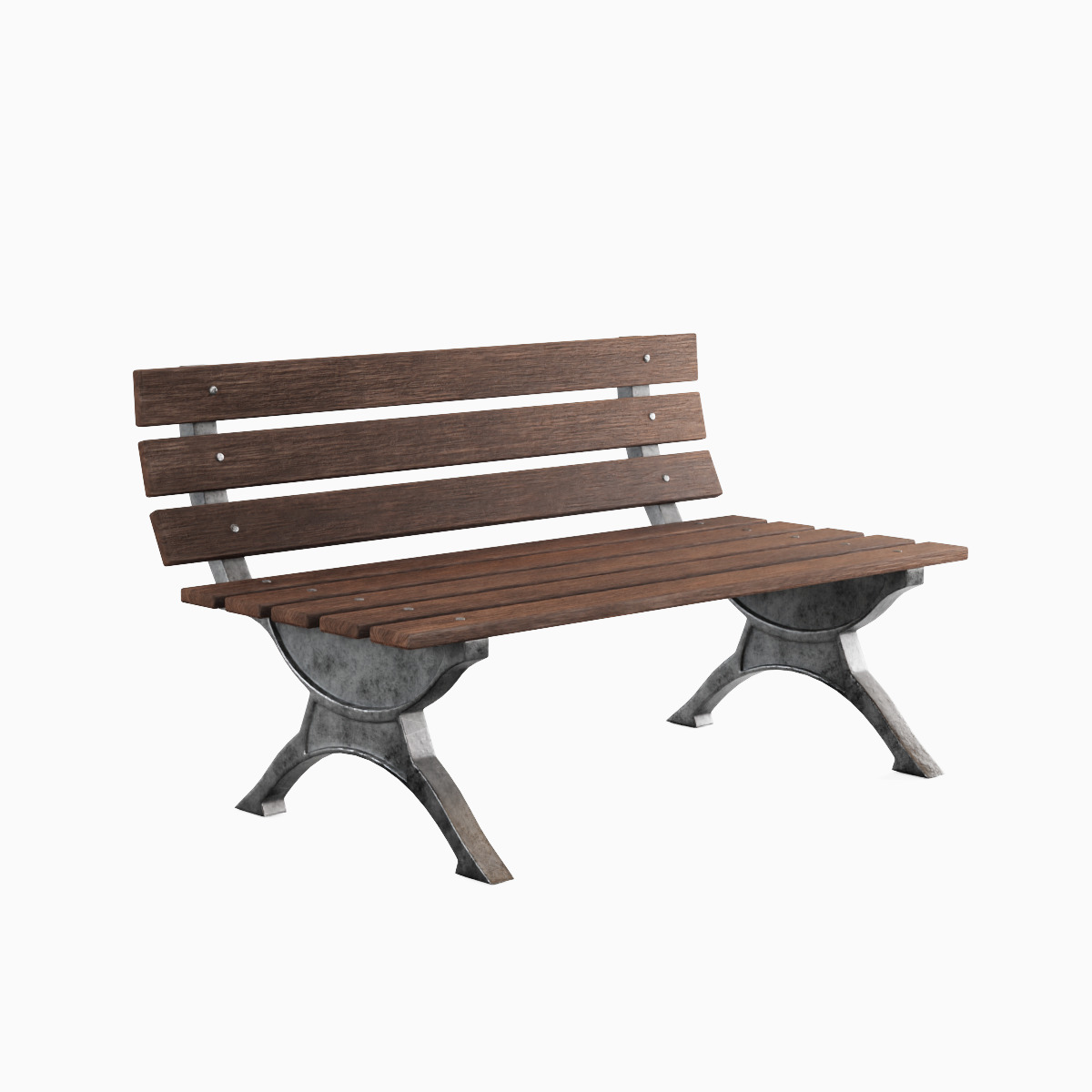 Stylized Outdoor Bench Set 3D model_8