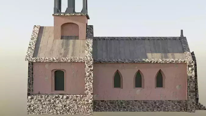 High Poly Old Abandoned Church Game Ready 3D Asset
