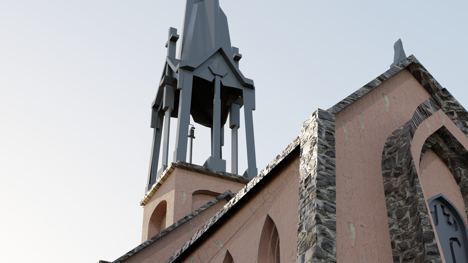 High Poly Old Abandoned Church Game Ready 3D Asset Low-poly 3D model_3