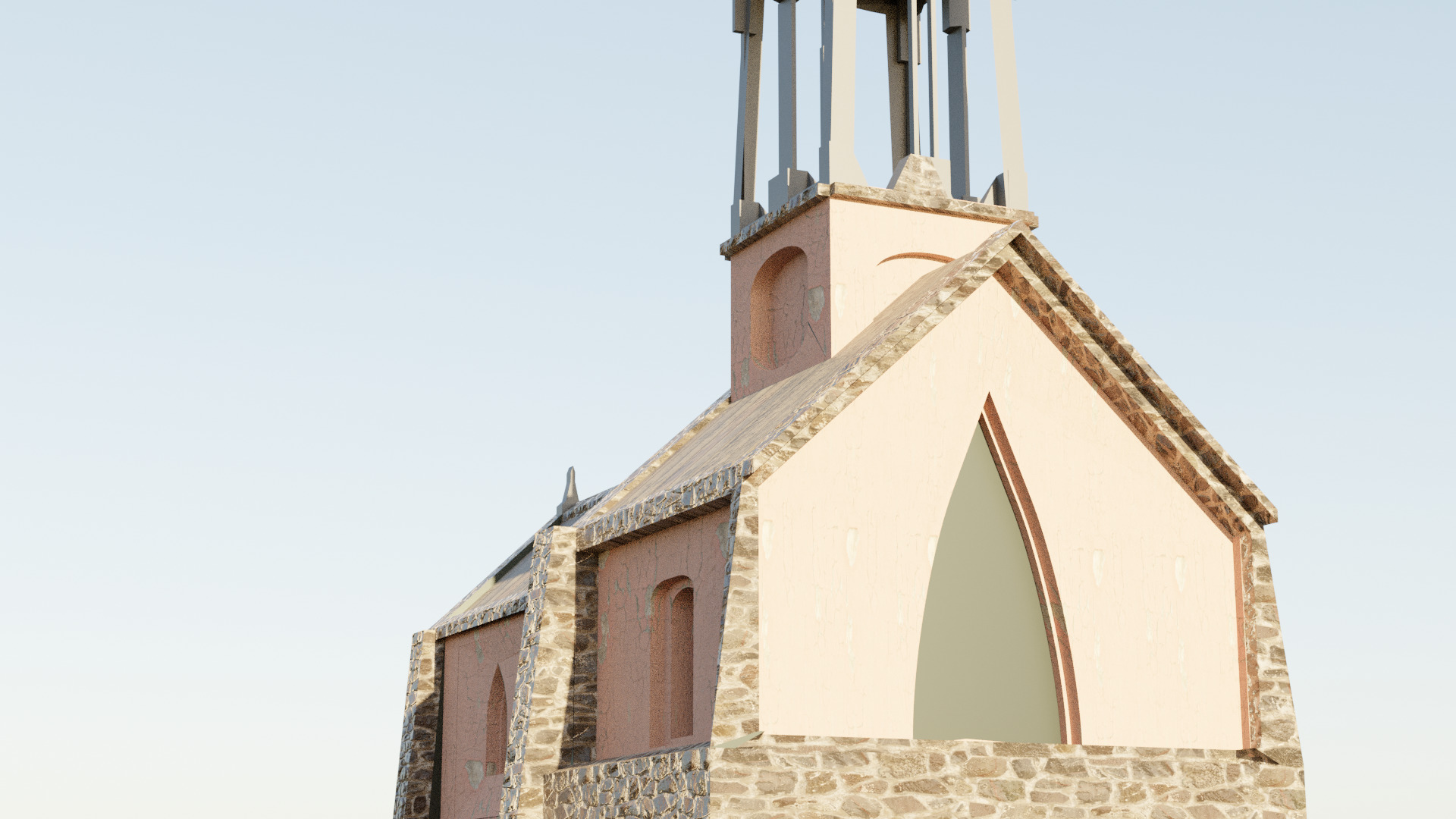 High Poly Old Abandoned Church Game Ready 3D Asset Low-poly 3D model_4