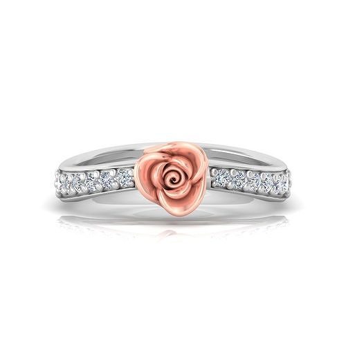Rose Gold Floral Diamond Ring Realistic High-Quality 3D Mode 3D print model