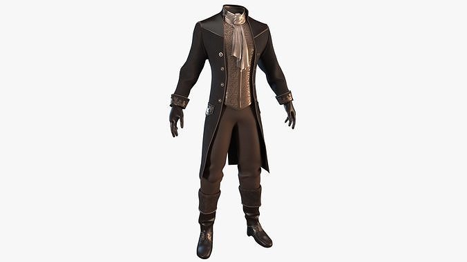 Vintage Clothing Men Suit Low-poly 3D model