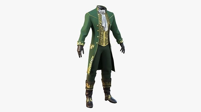 Green Vintage Clothing Men Suit Low-poly 3D model