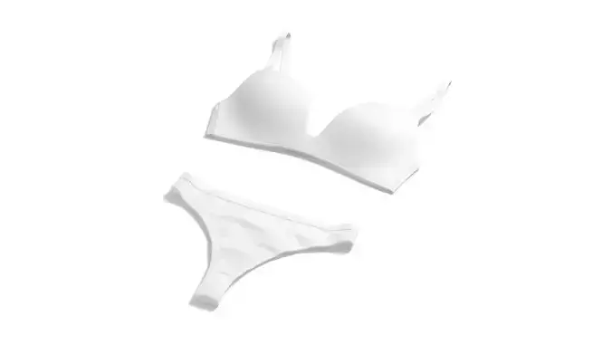 Womens Lingerie White Set - bra with tankini string panties 3D model