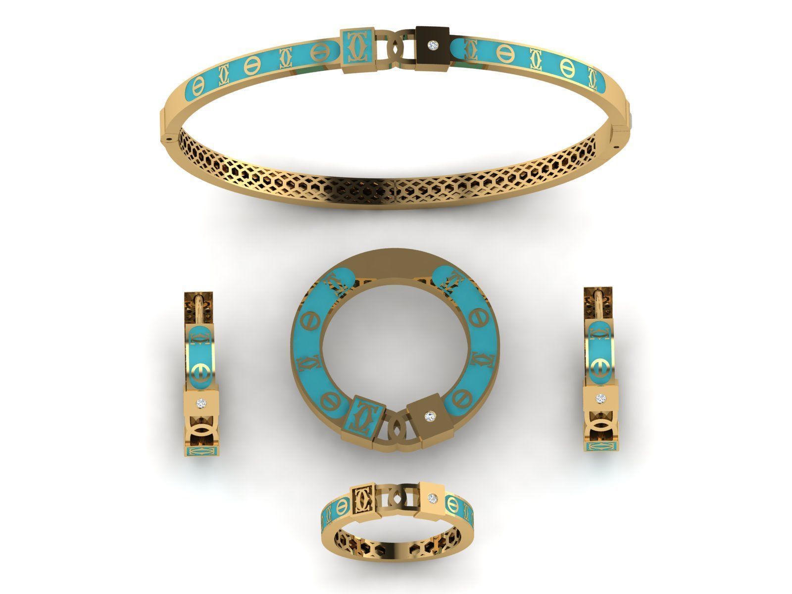 Branded enamel set 3D print model_1