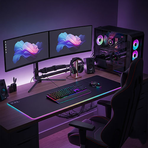 Ultimate Gaming Battlestation - RGB-Powered L-Shaped Desk Setup Low-poly 3D model