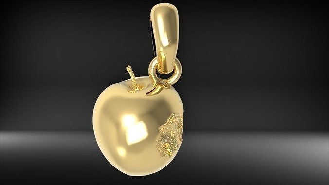 3D Apple fruit Pendant with bail NECKLACE CHARM JEWELRY 3D print model
