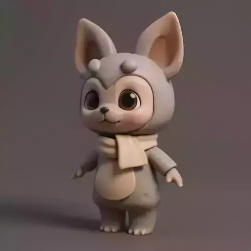 Cute Fox Toy Figurine with Scarf