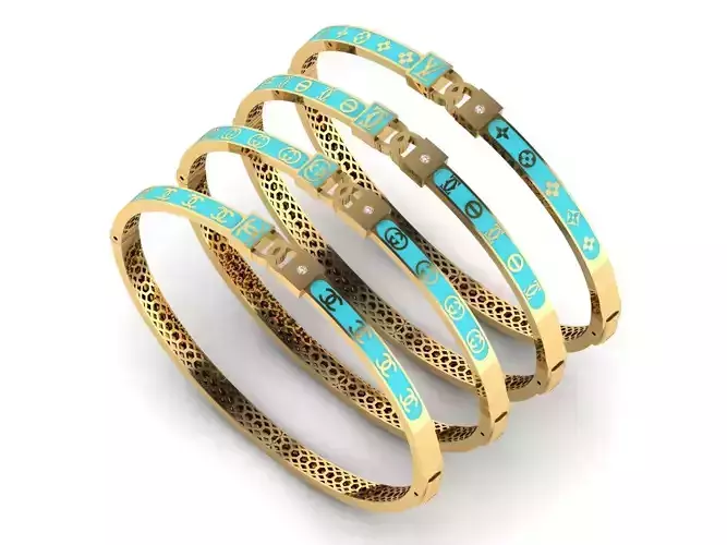 Collection of four branded enamel bracelets