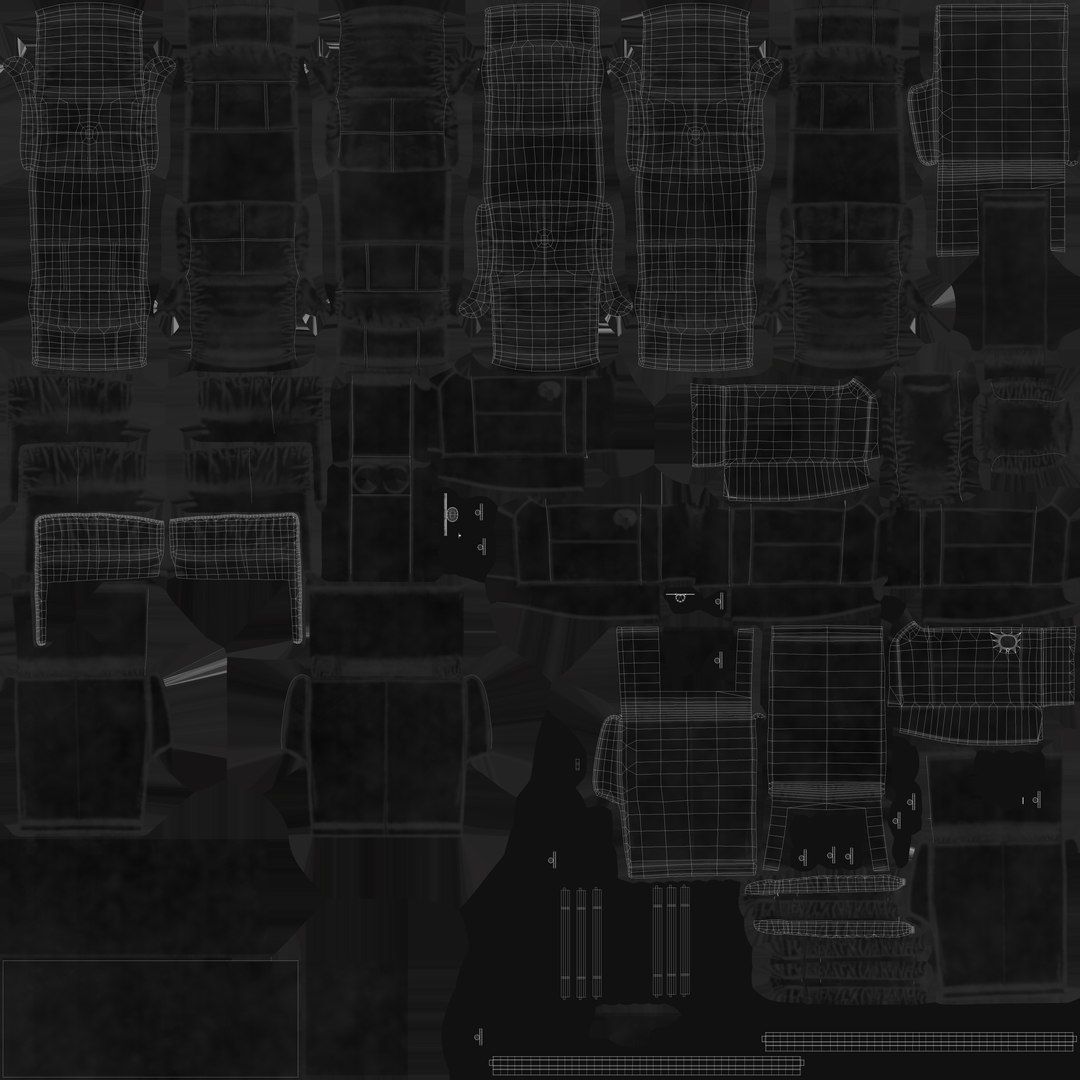 Jesolo Dark Gray Reclining Sofa Low-poly 3D model_9