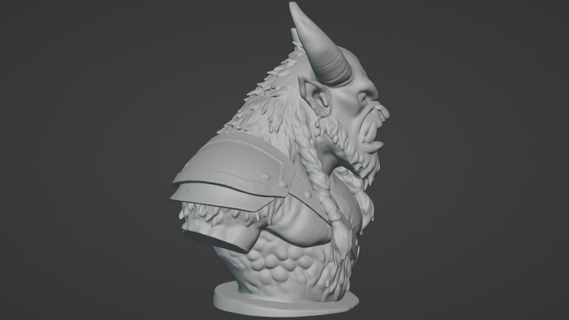 Feral Beastman Warlord Bust  3D print model_19