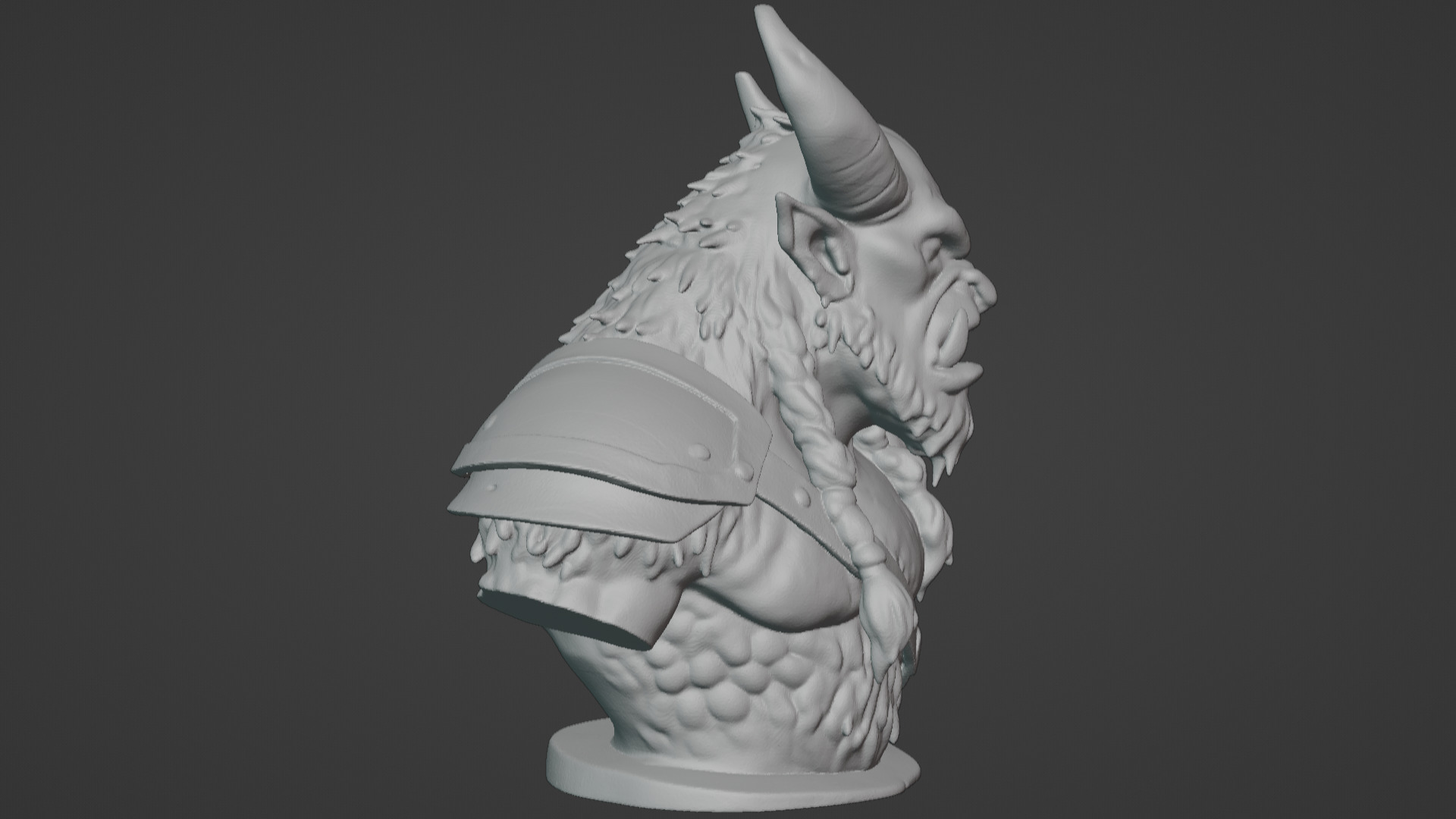 Feral Beastman Warlord Bust  3D print model_25