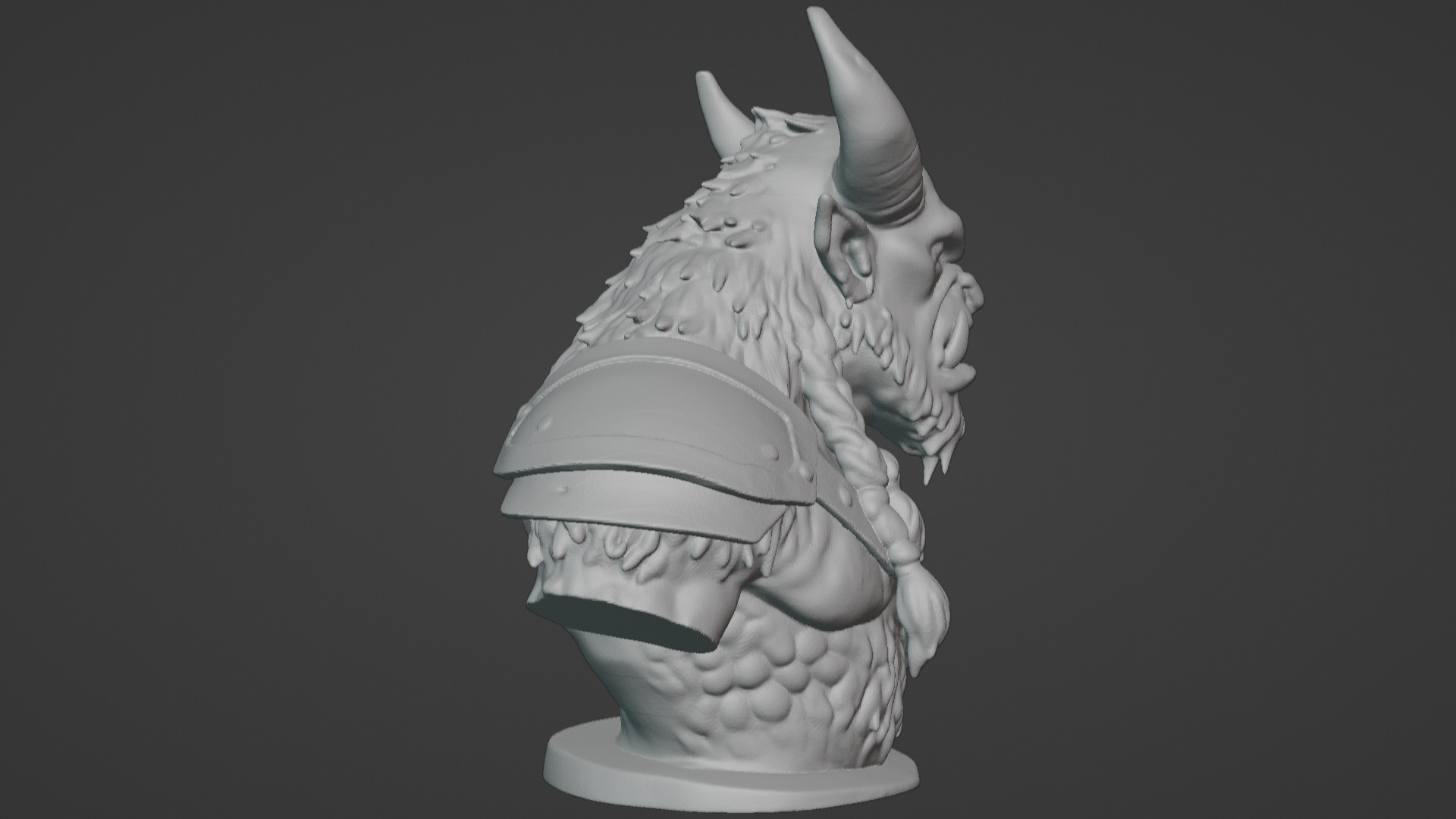 Feral Beastman Warlord Bust  3D print model_22