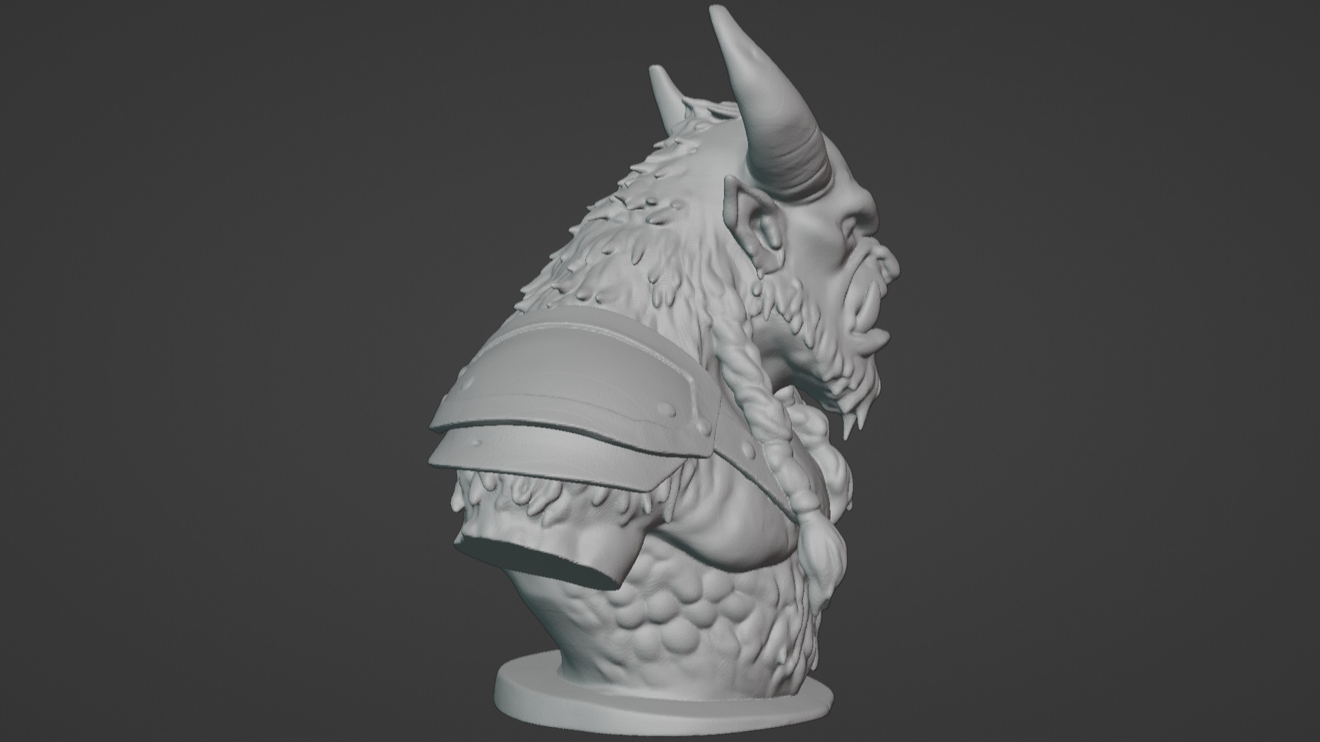 Feral Beastman Warlord Bust  3D print model_21