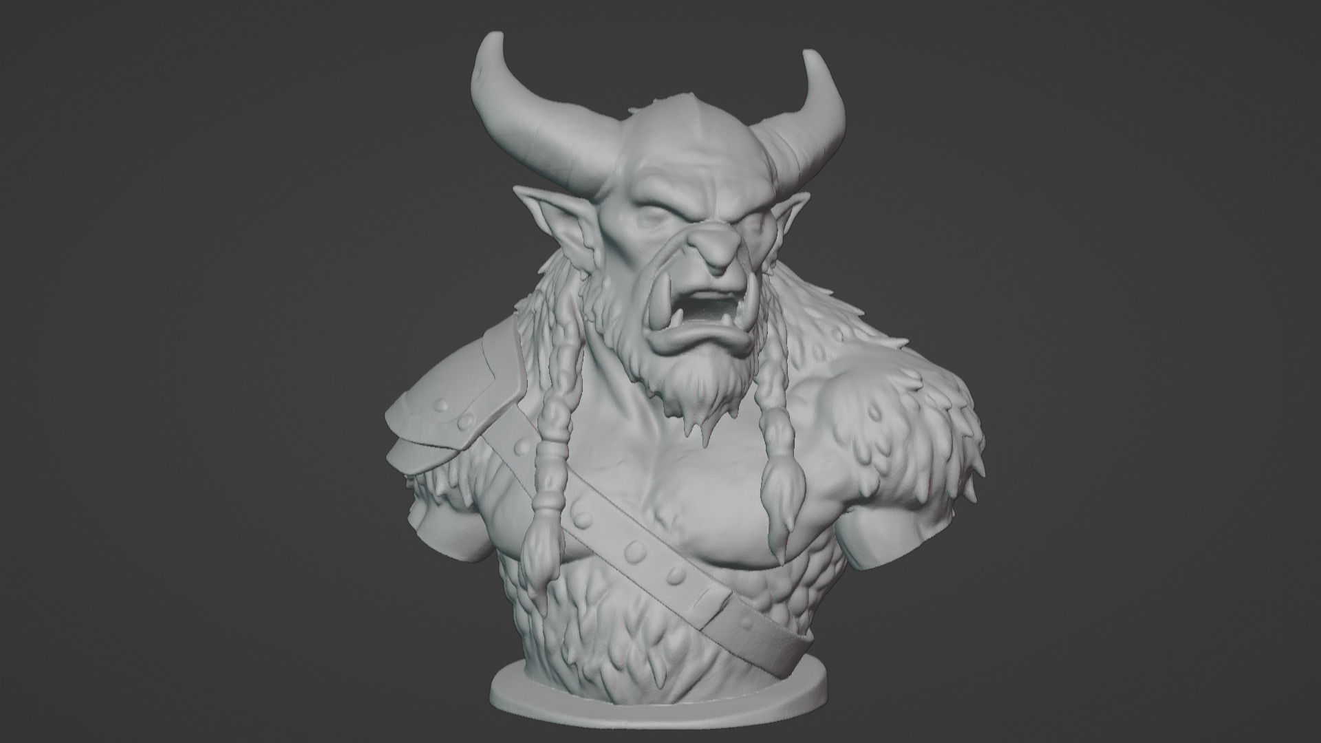 Feral Beastman Warlord Bust  3D print model_5