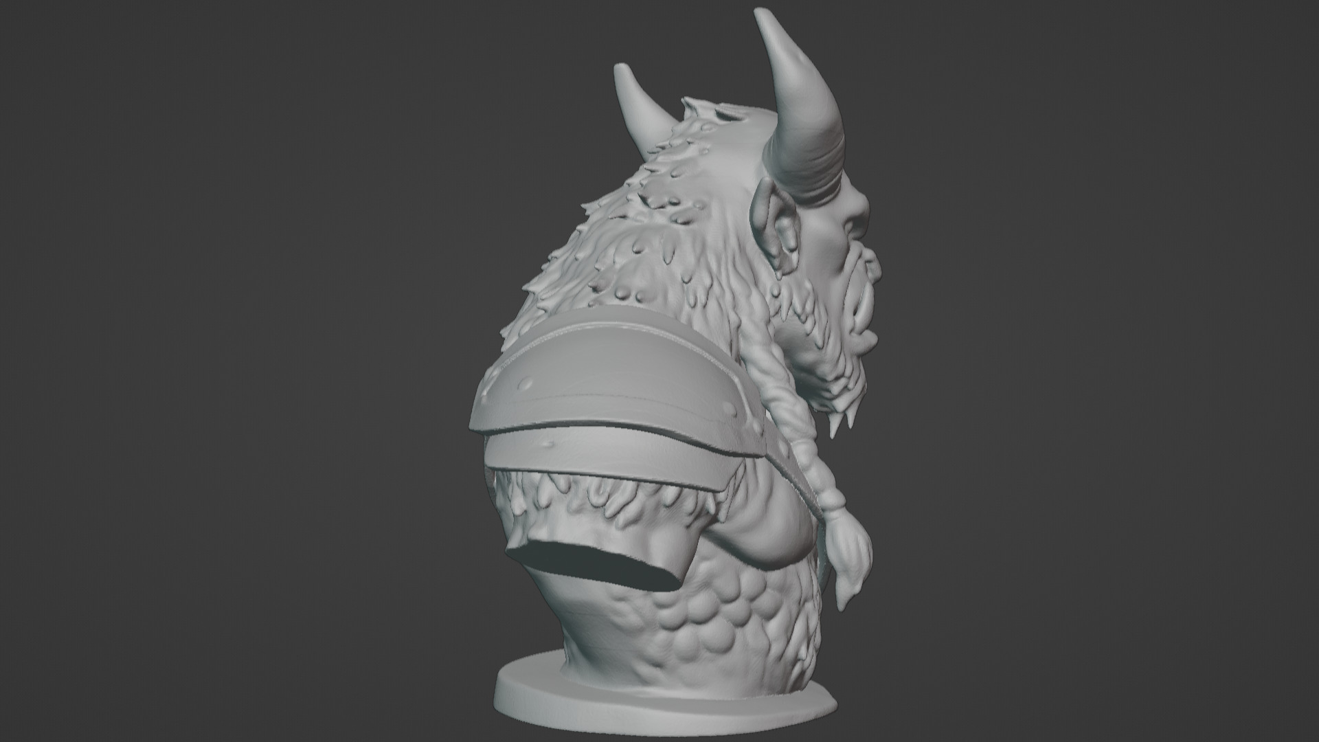 Feral Beastman Warlord Bust  3D print model_31