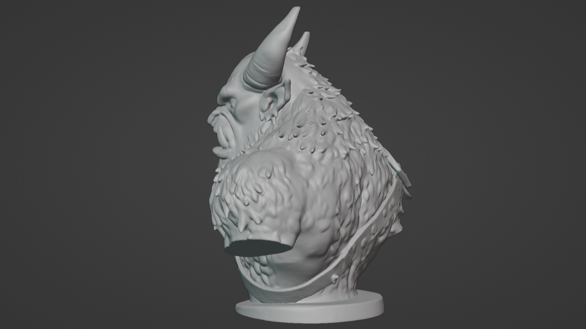 Feral Beastman Warlord Bust  3D print model_69