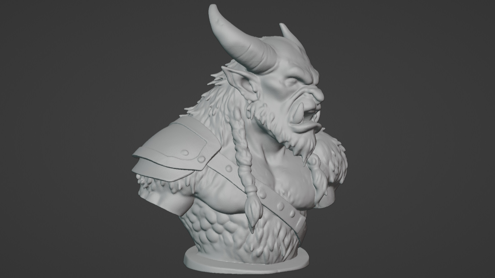 Feral Beastman Warlord Bust  3D print model_11