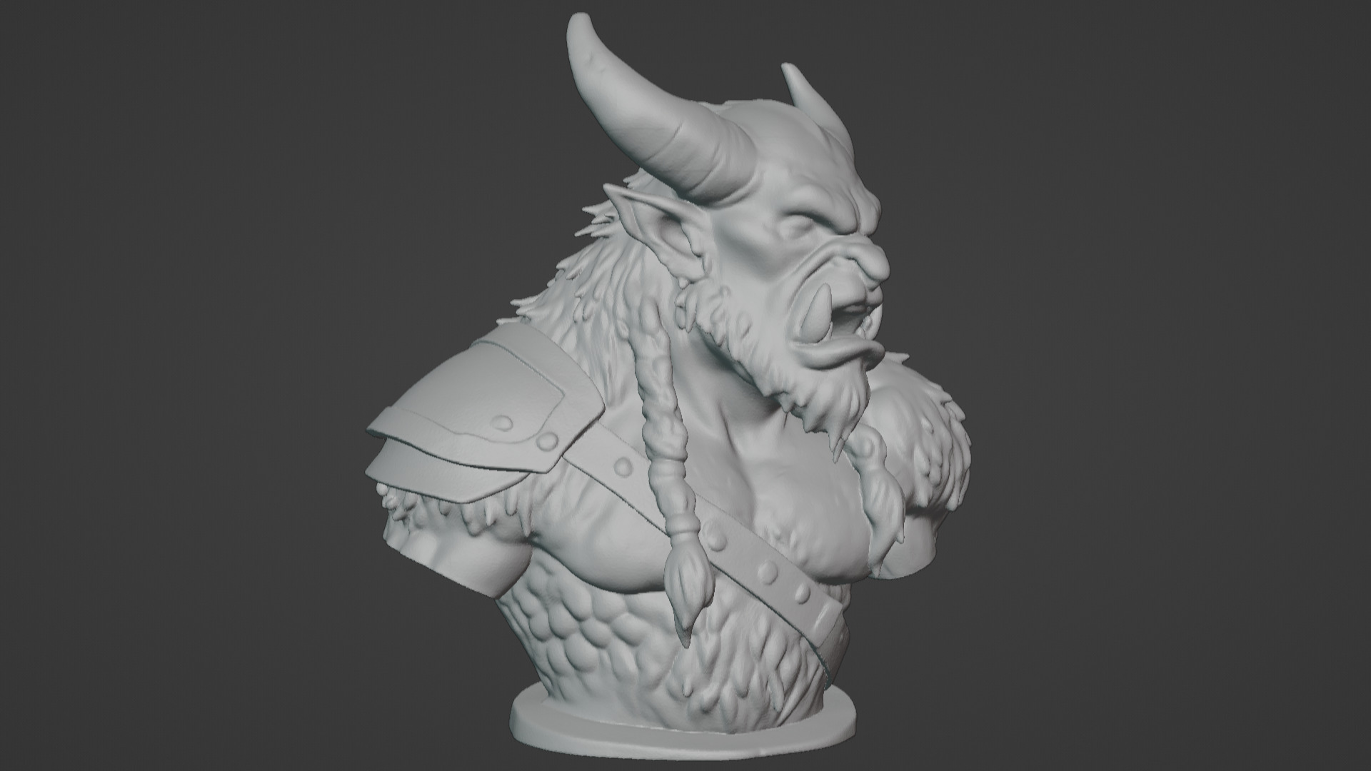 Feral Beastman Warlord Bust  3D print model_10