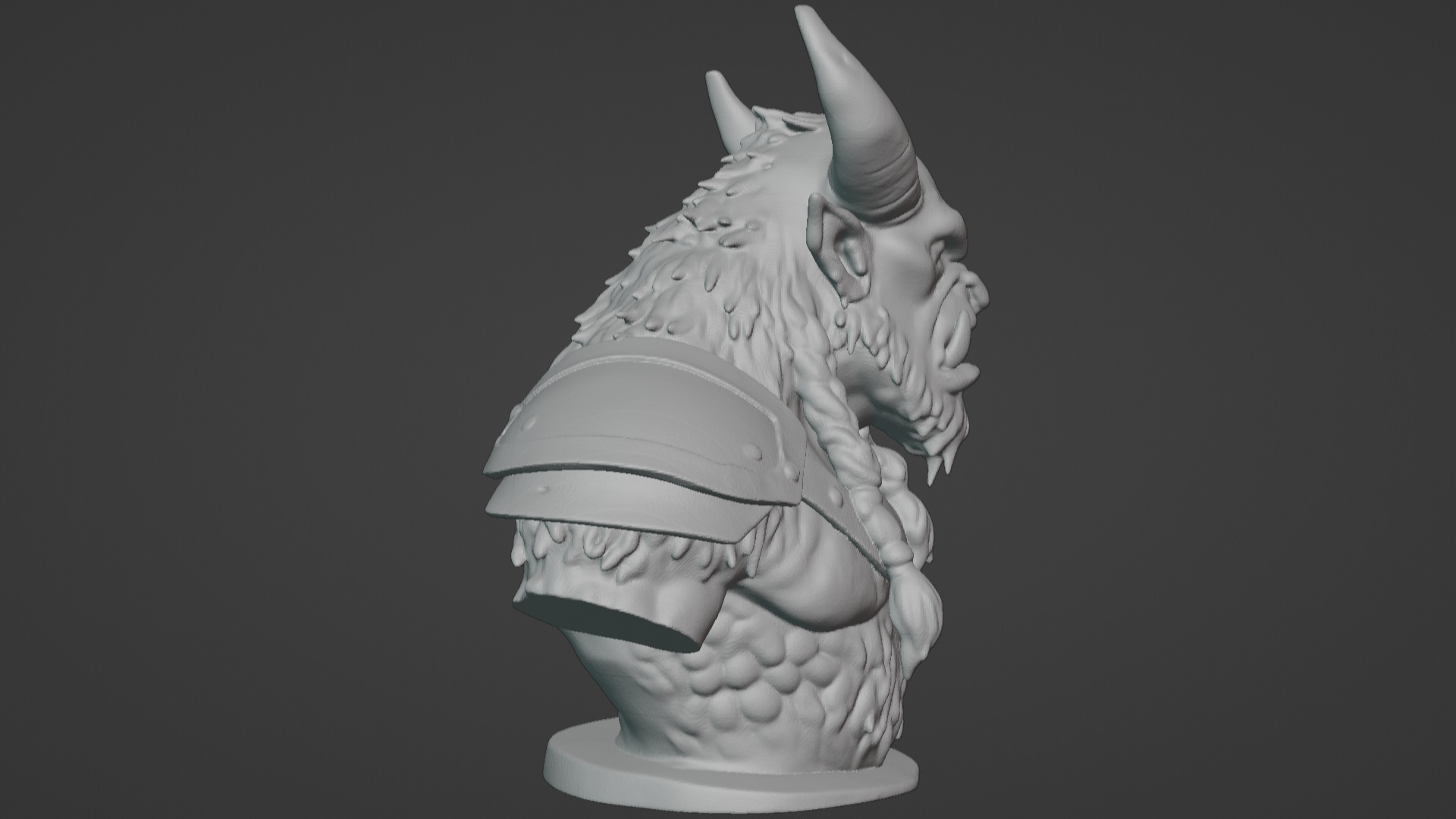Feral Beastman Warlord Bust  3D print model_20