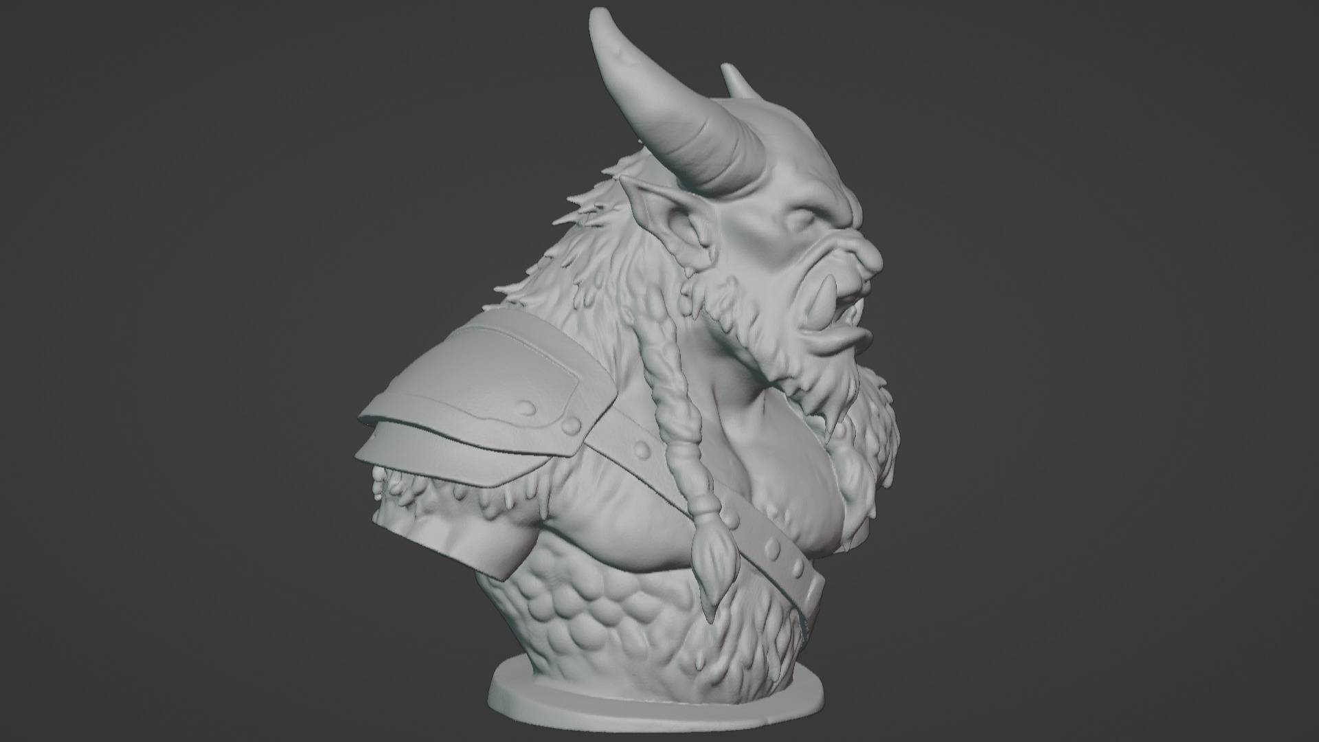 Feral Beastman Warlord Bust  3D print model_14