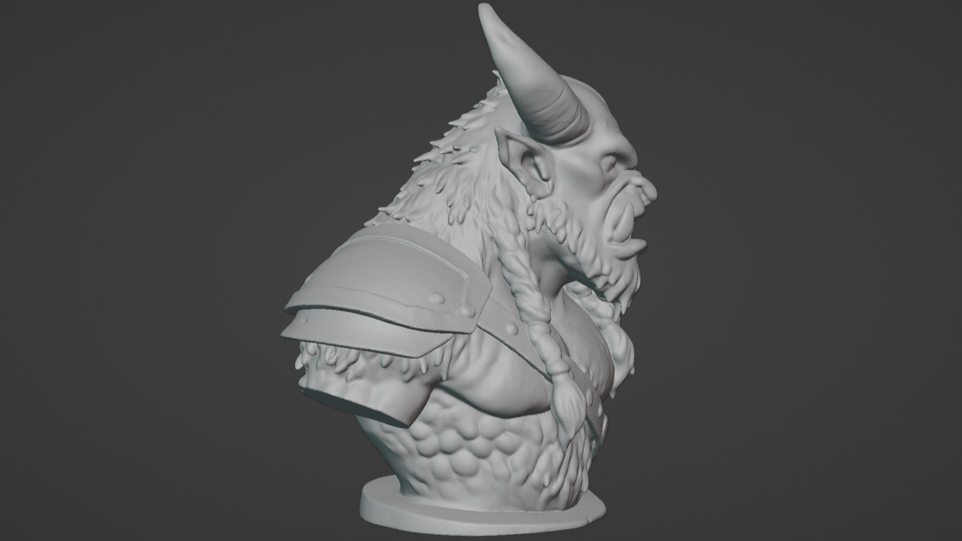 Feral Beastman Warlord Bust  3D print model_16