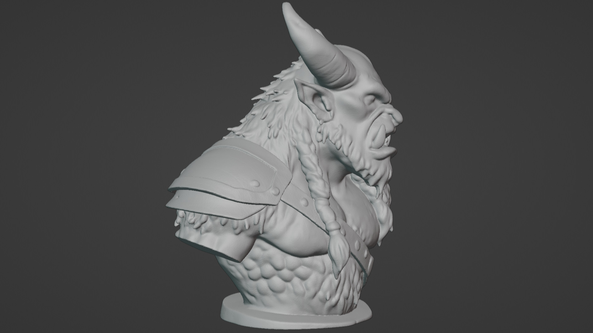 Feral Beastman Warlord Bust  3D print model_17