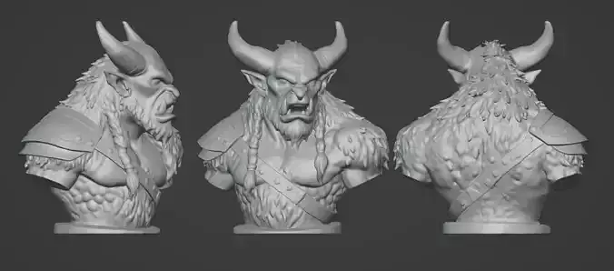 Feral Beastman Warlord Bust  3D print model