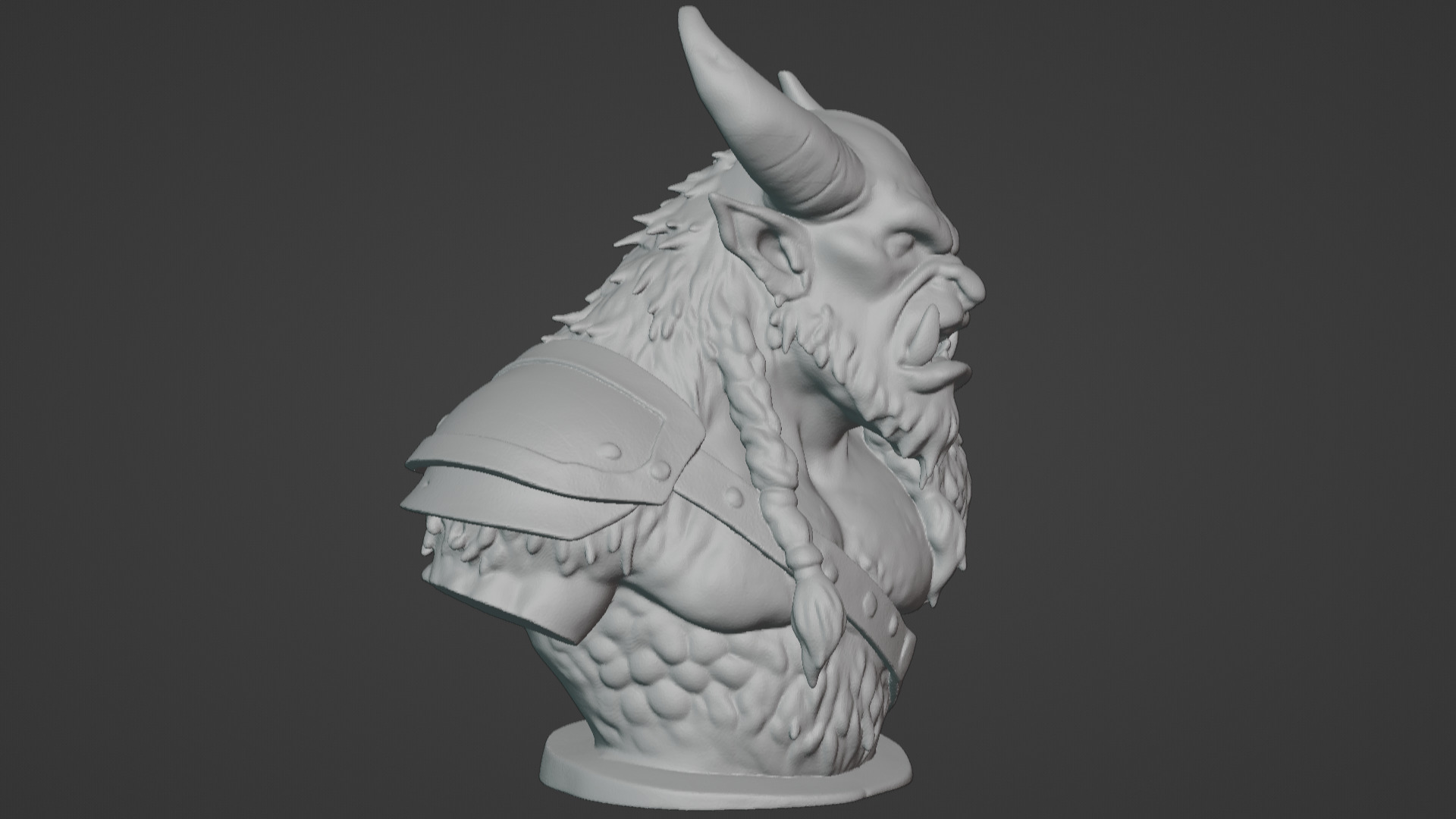 Feral Beastman Warlord Bust  3D print model_15