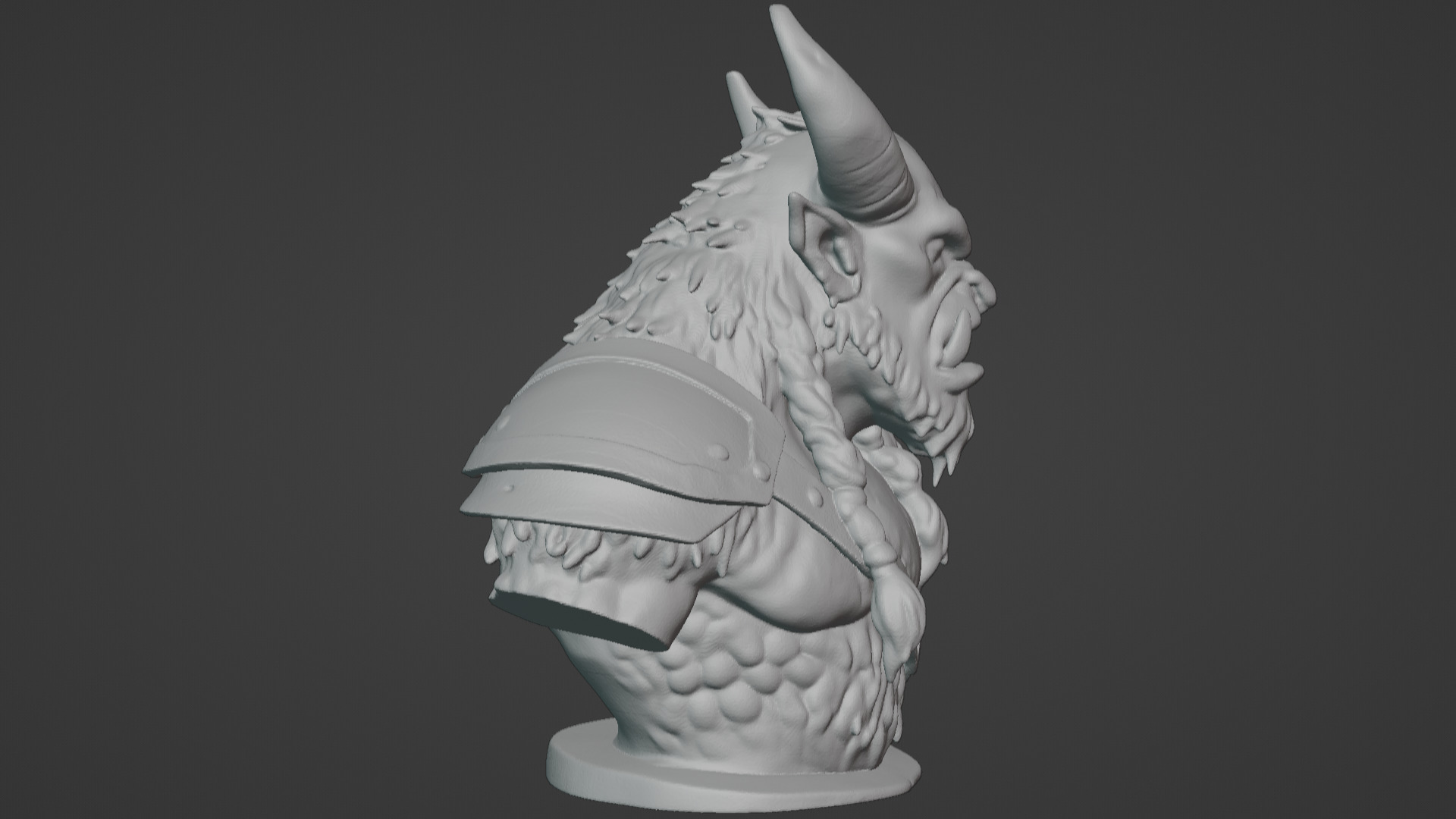 Feral Beastman Warlord Bust  3D print model_26