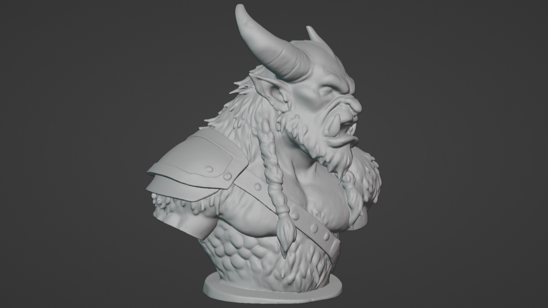 Feral Beastman Warlord Bust  3D print model_13