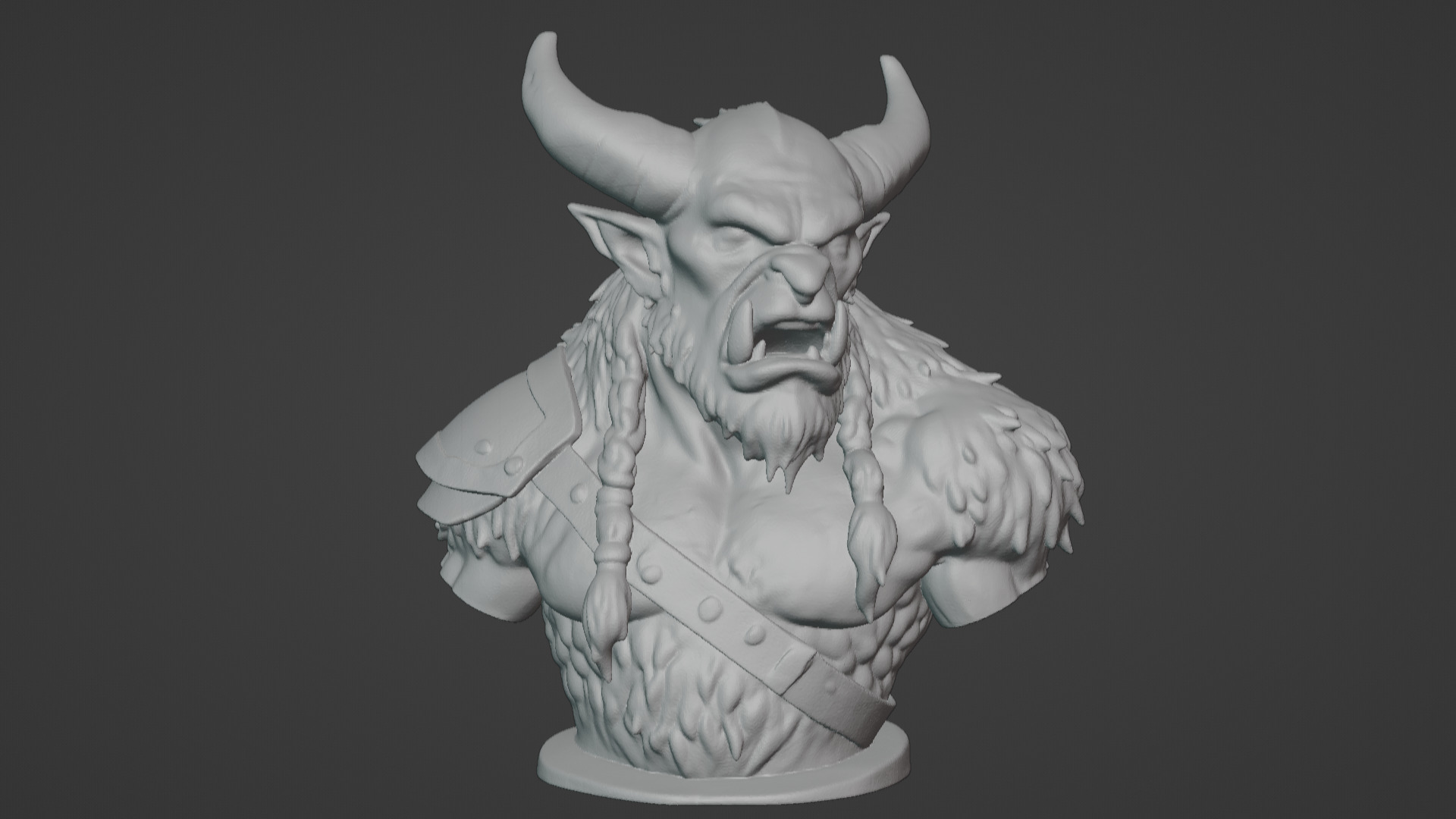 Feral Beastman Warlord Bust  3D print model_3