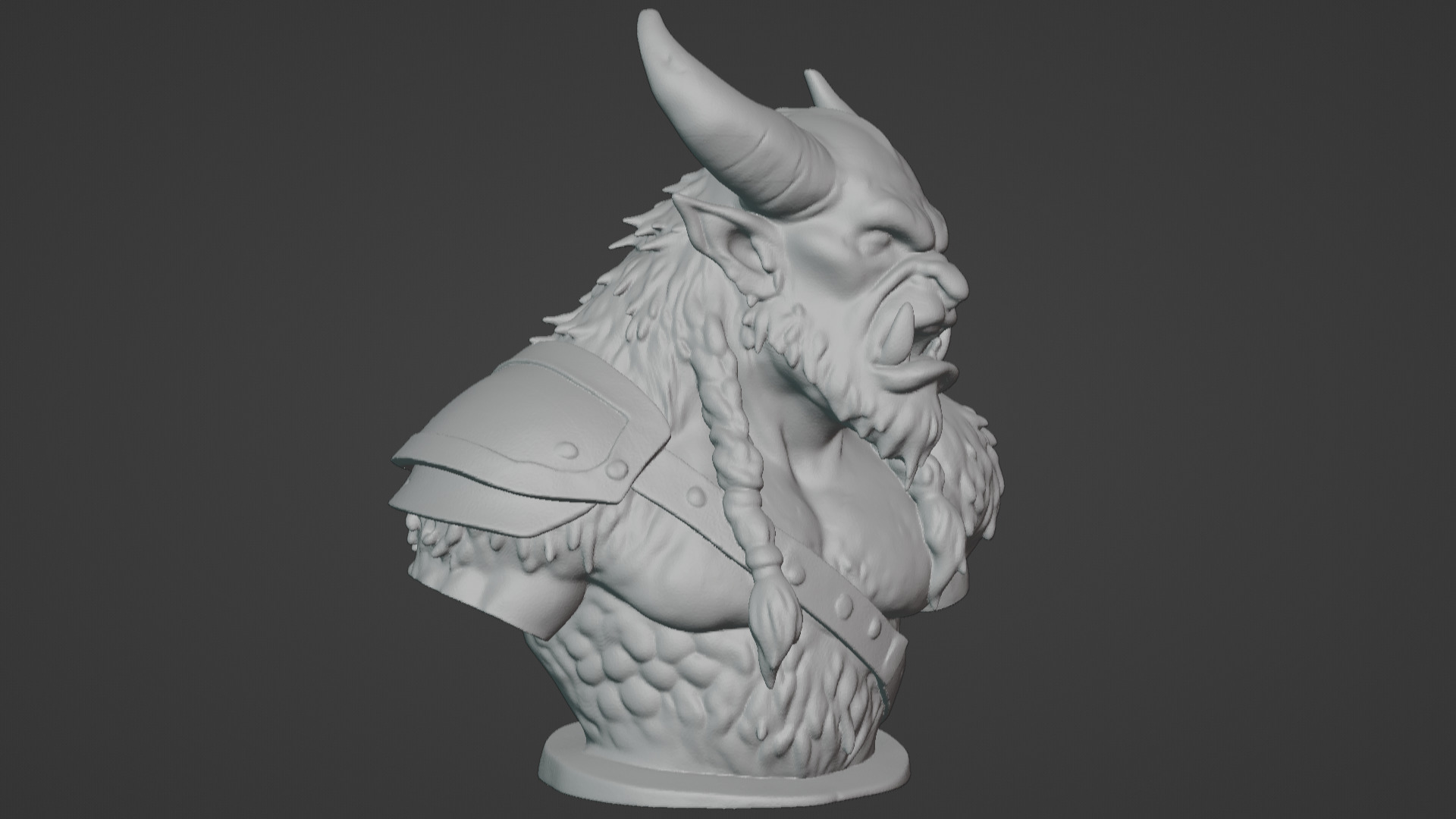Feral Beastman Warlord Bust  3D print model_9