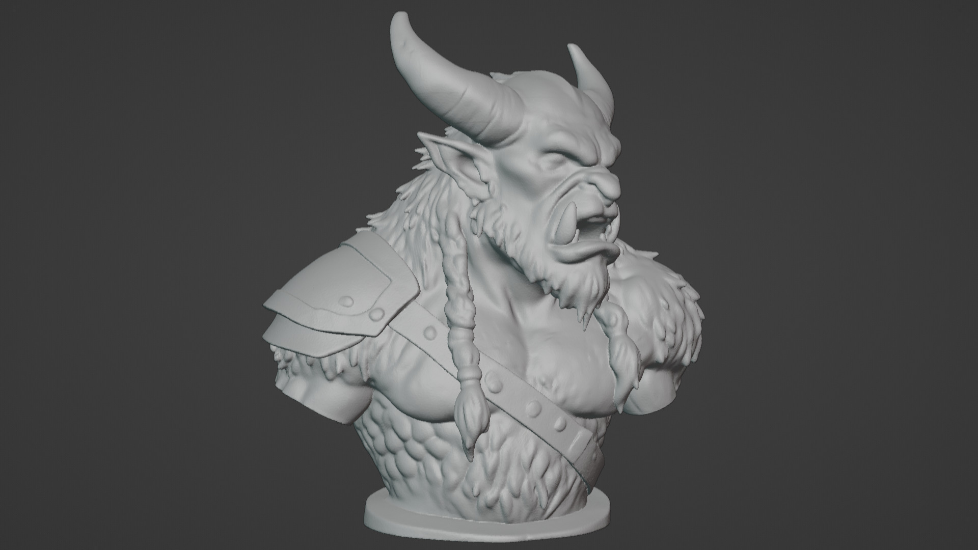 Feral Beastman Warlord Bust  3D print model_1