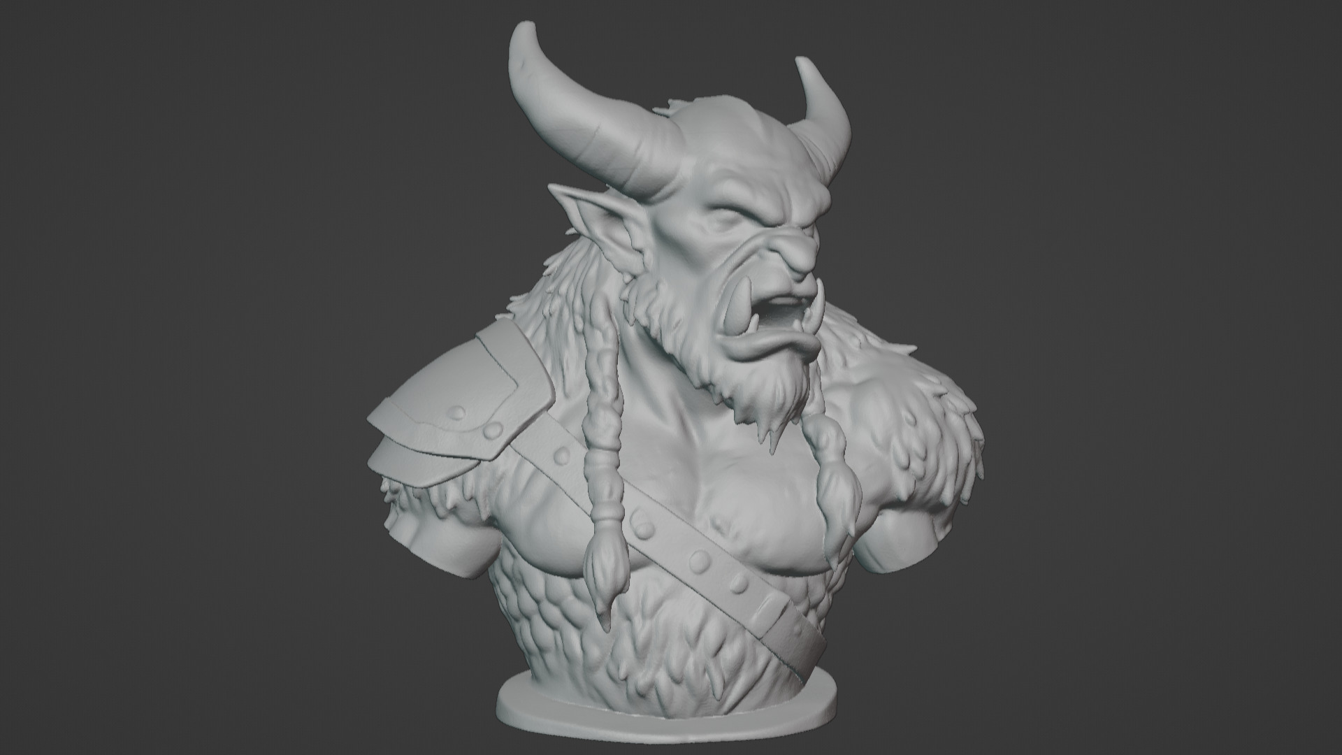 Feral Beastman Warlord Bust  3D print model_23