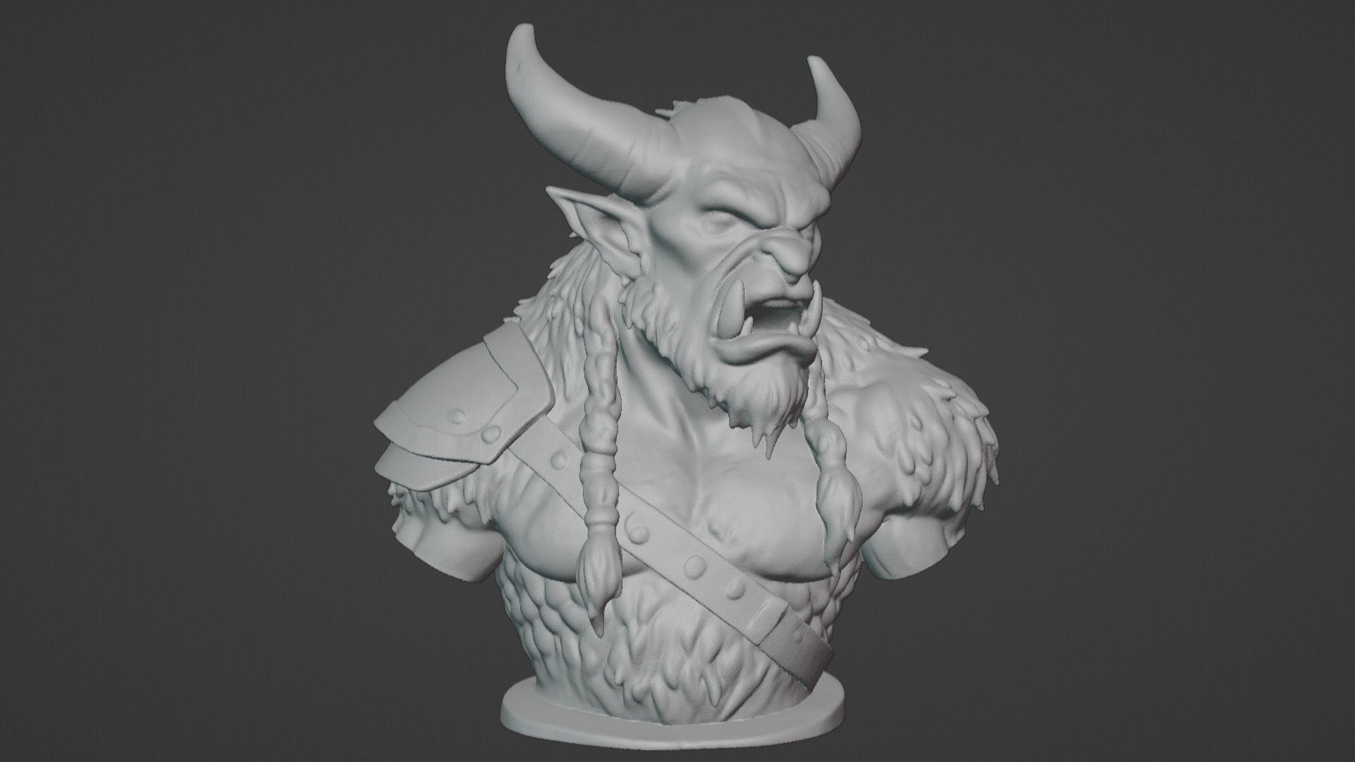 Feral Beastman Warlord Bust  3D print model_8