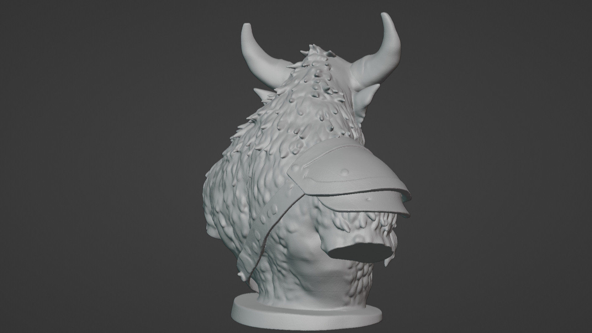 Feral Beastman Warlord Bust  3D print model_39