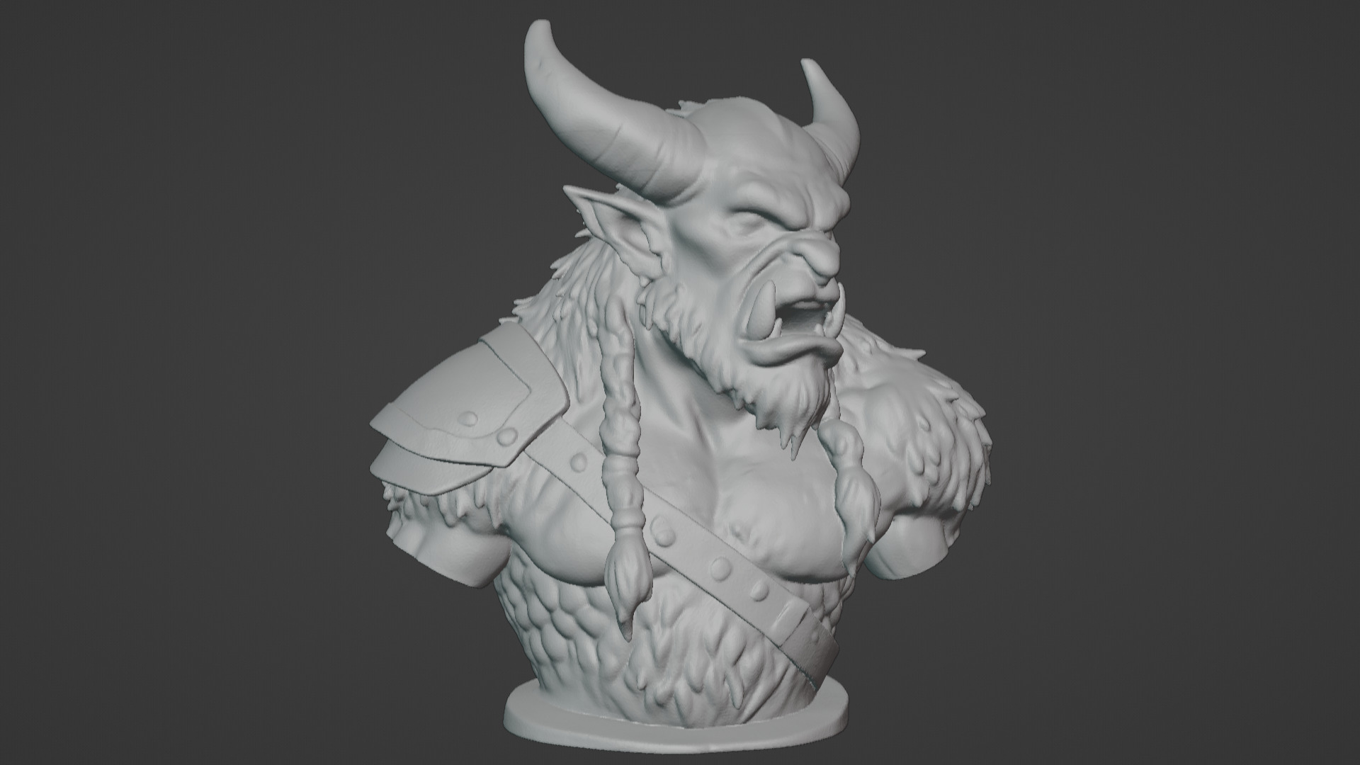 Feral Beastman Warlord Bust  3D print model_4
