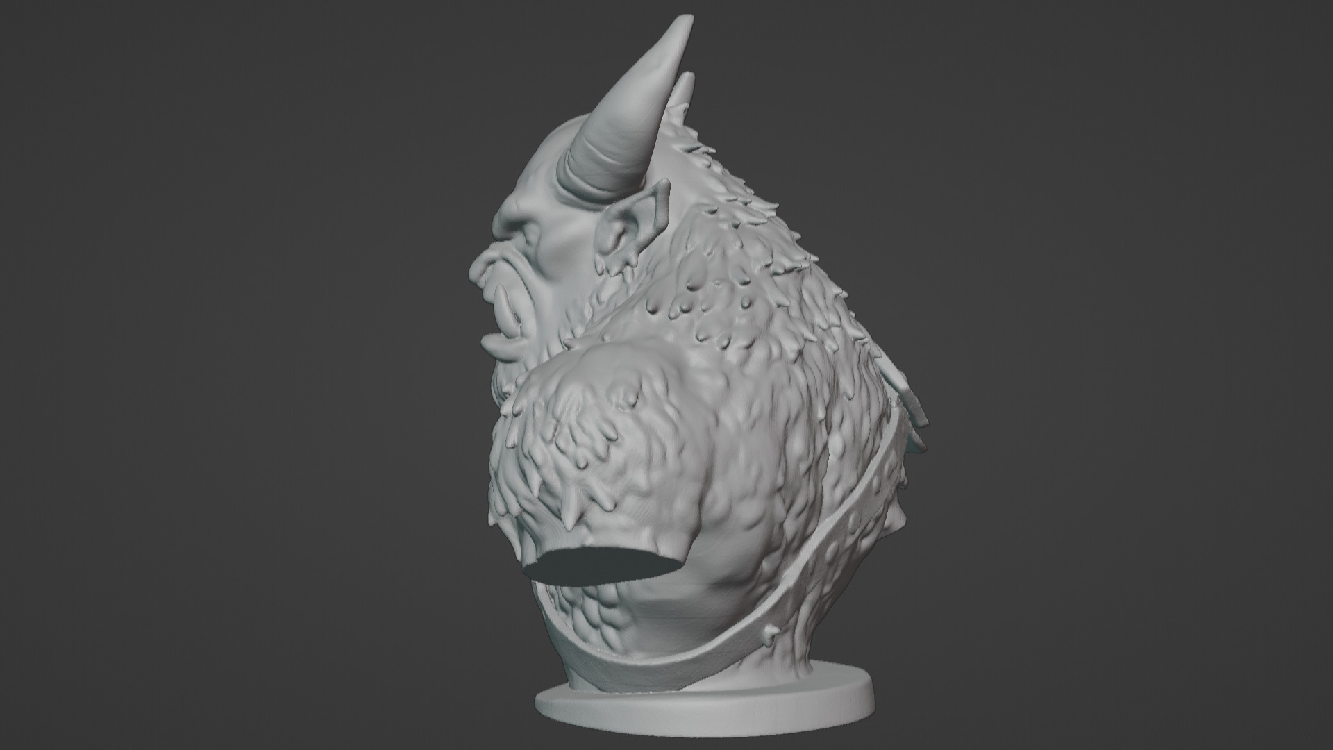 Feral Beastman Warlord Bust  3D print model_59