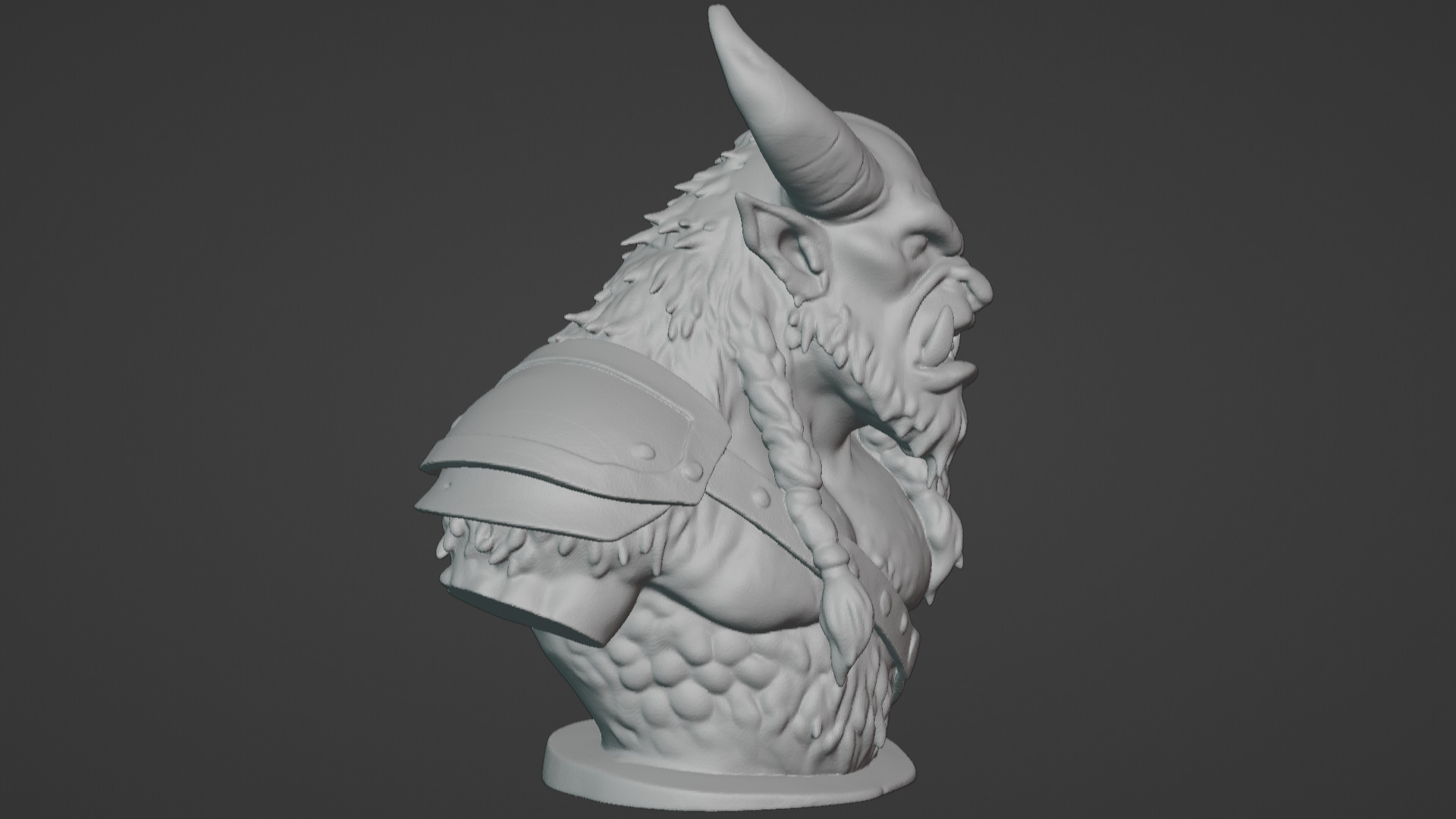 Feral Beastman Warlord Bust  3D print model_18